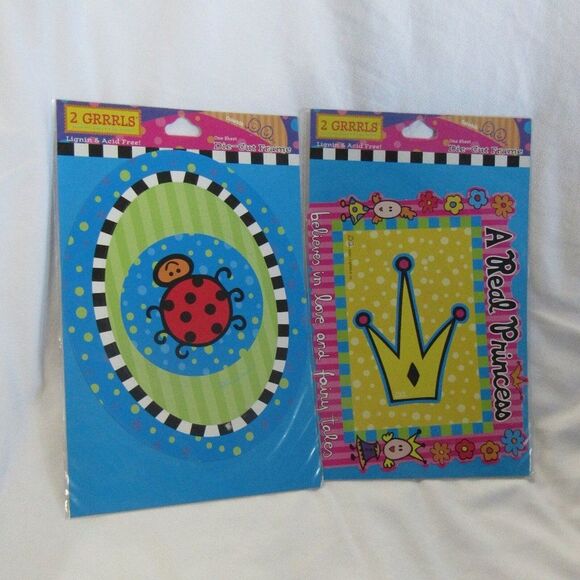 2 GRRRLS Y2K Scrapbooking Die-Cut Frames Ladybug Real Princess Girly Crafts NOS - Picture 2 of 10